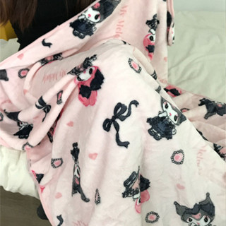 懶人毯披肩 蓋毯🚛免運🚛少女心粉色庫洛米美樂蒂印花毛毯珊瑚絨加厚保暖辦公室午睡被披肩