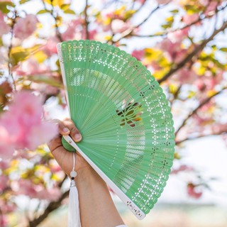 (精品特惠）【綠意盎然】小巧扇子摺扇古風中國風女式漢服旂袍舞蹈兒童學生隨身折疊複古 L1JP