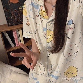 🔥桃園爆款熱銷🔥 【4609人好評】小八烏薩奇吉伊卡哇chiikawa睡衣女夏季天薄款短袖短褲家居服套裝