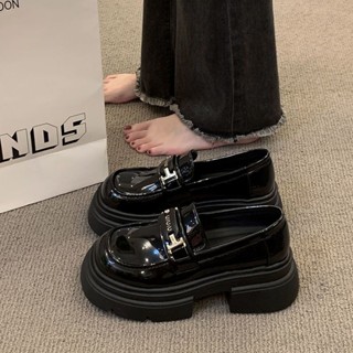 🔥實拍免運🔥樂福鞋 小皮鞋 厚底樂福鞋 jk小皮鞋 英倫風小皮鞋子女2025新款春秋鬆糕厚底增高黑色一腳蹬懶人樂福鞋