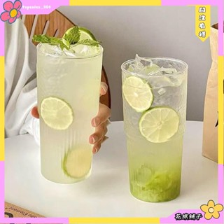 花旗🌺水杯小眾ins吸管玻璃杯大容量蘇打飲料杯氣泡水杯果汁杯冰咖啡杯牛奶飲料杯學生宿捨杯子