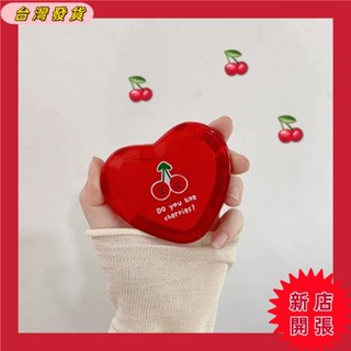 🌟臺灣出貨🌟可放大雙面補妝鏡 ins可愛櫻桃心形迷妳小鏡子 隨手化妝鏡 雙面便攜隨身鏡子 紅色桃心小銀鏡 摺疊鏡子
