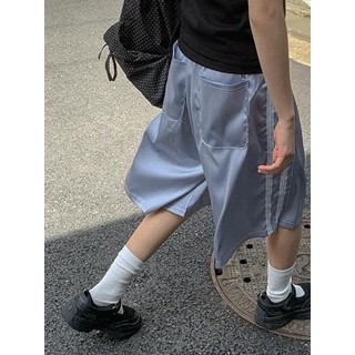 Codibook｜韓國 DAILYJOU 淺藍緞面蕾絲寬鬆七分運動褲［預購］短褲 牛仔褲 女裝