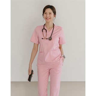 廠家直銷 韓版新款女粉色刷手服短袖護理服診所醫院制服護士服褲裝醫生服洗手衣藥師服藥房門診口腔牙科眼科醫院工作服醫護人39