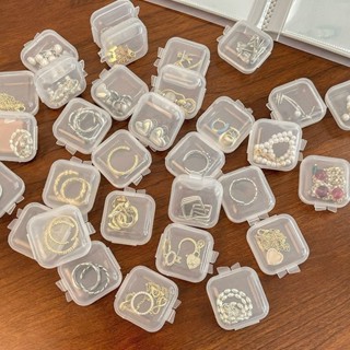 桃園發貨【貼紙DIY】首飾收納盒透明小盒子迷你便攜防氧化耳環項鏈耳釘收納迷你收納盒