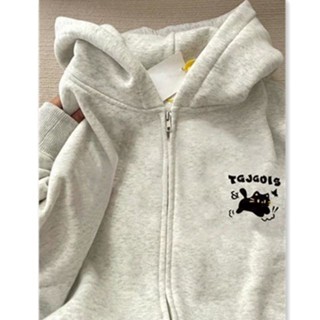 【四季服飾】慵懶風連帽大學t女秋季薄款寬鬆長袖外套上衣