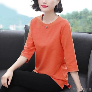 [塔塔·販賣美麗、新品促銷]促銷2件發貨洋裝春夏裝新款女打底衫媽媽裝大尺碼t恤寬鬆短袖女韓版七分袖上衣長袖 VPZX短袖