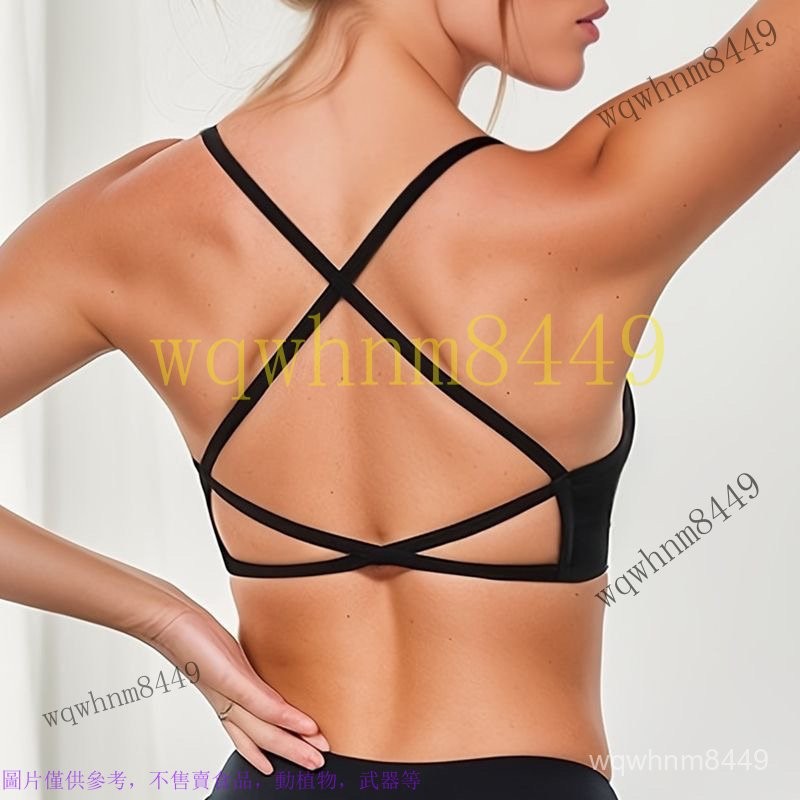 細帶子交叉鏤空美背設計感瑜伽背心運動內衣可拆卸胸墊女 美胸雙肩小可愛背心 冰絲 涼感 多色 小可愛 美背 帶胸墊 雙肩帶