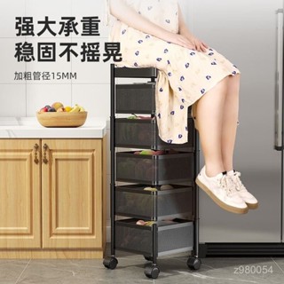 🔆廚房置物架家用落地多層帶輪小推車🔆360度旋轉蔬菜置物架廚房整理架手推車多功能放菜籃子收納架落地