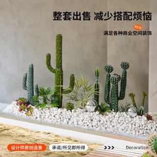 免運開發票🔥模擬僊人掌造景球形熱帶植物盆栽櫥窗樓梯下室內大型景觀裝飾擺件 仿真植物 假植物 假植物裝飾擺件 假盆栽