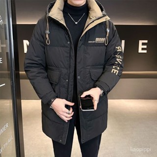 【慧慧優選店】中長款羽絨服男連帽冬季2025新款潮牌加厚修身印花帥氣冬裝外套