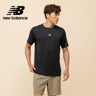 【New Balance】 NB 吸濕排汗籃球緹花短袖長衣 男性 黑色 MT51607BK 機能 運動