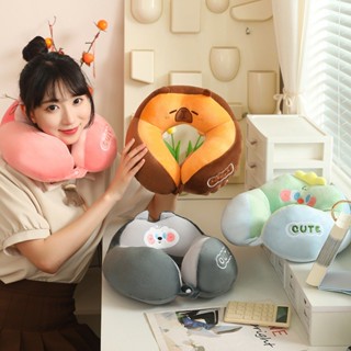 【桃園專營】U型枕 旅行枕 飛機枕 枕頭 卡通可愛萌物冰絲駝峰U型枕車用枕頭護頸枕辦公室午睡枕靠墊冰絲 旅遊 旅行