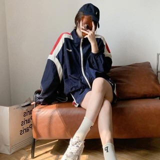 帥氣女裝 帥氣女裝【店鋪熱銷】夏季新款2024韓版寬鬆休閒運動百搭氣質顯瘦撞色防曬棒球服套裝女超實惠