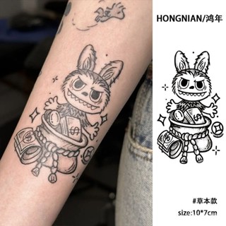 🌸新店特惠限48h出庫🌸邪噁zimomo卡通貼紙草本紋身貼半永久可愛labubu錢袋手臂逼真刺青【浮萍優選】