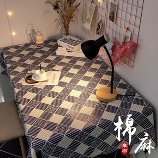 ✨桃園發貨✨桌布棉麻ins風學生宿捨書桌墊日係小清新家用長方形茶幾餐桌布藝