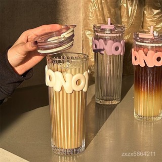 玻璃吸管杯👉絢青玻璃杯 帶蓋吸管杯帶蓋水壺 大容量咖啡杯 大容量吸管玻璃杯 隨行吸管杯 吸管杯子 吸管杯