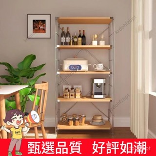 【臺灣熱賣 優選品質】日式置物架多層收納架落地書架廚房微波爐儲物家用原木簡約架子 ZEZK