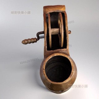 熱銷w27 民國銅器墨斗木工墨斗老式手搖式墨斗畫線用具家居裝飾復古工藝品