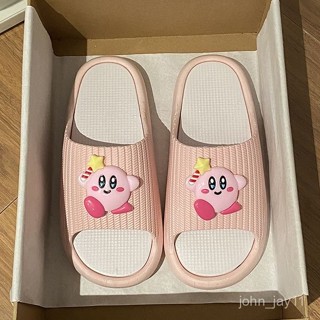 可愛卡通星之卡比ins厚底涼拖鞋女 外穿夏季新款防滑防臭一字拖鞋 EHDF