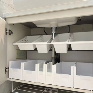 臺灣發貨 小紅書衕款廚房下水槽置物架 免打孔可伸縮櫥櫃收納盒 衛生間角架