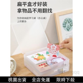 桃園熱賣💯日式卡片收納盒透明桌面名片雜物帶蓋儲物盒子塑膠卡片辦公整理盒