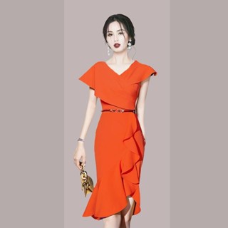 小個子晚禮服女宴會氣質年會法式輕奢小眾高階主持魚尾連衣裙短款 YMMI