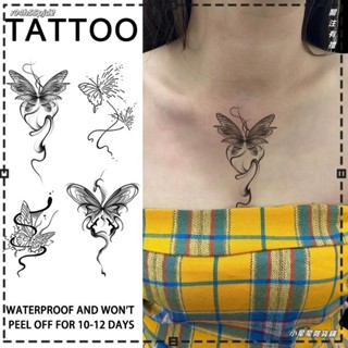 ★星期八雜貨鋪★草本蝴蝶紋身貼女不反光半永久個性小清新性感防水持久模擬貼紙