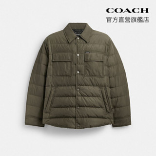 【COACH】聚酯纖維輕便型襯衫式羽絨外套-深蕨綠色(CT733)｜官方直營