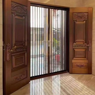 【到府安裝+丈量+總價私訊】金剛網折疊紗窗門鋁合金帶鎖防蚊防盜簡易入戶網格推拉門家用f2