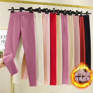 【W-SHOP】ⒽM-4XL 大尺碼德絨秋褲女內穿修身女士線褲襯褲打底褲秋冬季加絨褲毛褲保暖褲女
