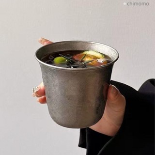 不銹鋼杯 咖啡杯 隨手杯 馬克杯 不銹鋼復古做舊水杯韓式簡約餐廳冷飲咖啡杯啤酒杯果汁美式咖啡杯