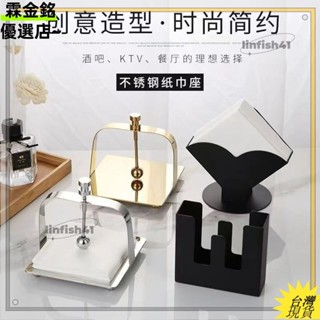 桃園出貨可開發票✨創意不鏽鋼紙巾座歐式壓紙座方形架 餐廳酒店檯面紙巾架簡約餐巾架Lhh41