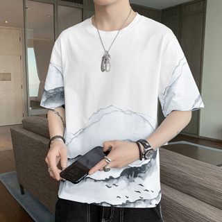 Toxic 男裝 大尺碼 夏季純棉短袖男士夏裝新款韓版寬松ins上衣服個性印花潮流半袖t恤