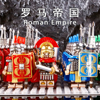 羅馬軍團百夫長積木模型街景人仔國潮顆粒益智di擺件拚裝玩具禮物