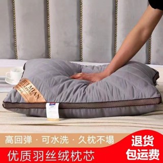 羽絲絨可水洗枕頭枕芯一對裝送枕套酒店枕護頸家用學生成人枕頭芯