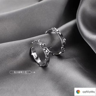 熱銷新品 韓版戒指 小眾設計 手飾💗銀復古音符五線樂譜戒指開口個性尾戒閨蜜情侶高階感對戒潮飾