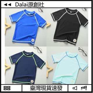 【臺灣現出】【3-11歲】青少年男孩泳衣短袖韓國兒童泳衣男童防曬速乾男孩單上衣衝浪服