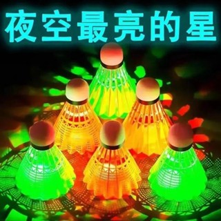 ✨大茉莉優選✨發光羽毛球帶燈夜光耐打晚上塑膠尼龍高彈力LED夜間防風耐打球