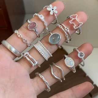 限時特賣🔥 韓國925銀輕奢素圈戒指女ins風百搭甜美開口可調節