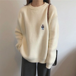 【小雲雀】軟糯感毛衣女 秋冬卡通小熊 新款內搭衫 簡約百搭加厚套頭針織衫 針織毛衣 女生長袖上衣 女裝