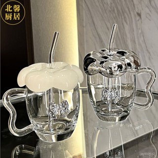 [高階質感 限時折扣]高顏值2024新款水杯女生情侶喝水杯子玻璃杯辦公室吸管杯咖啡杯 高顏值 簡約 耐用