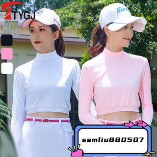 TTYGJ GOLF 高爾夫冰絲女士打底衣半身半截長袖衫內搭緊身夏季防曬衣 女生上衣 T恤衫