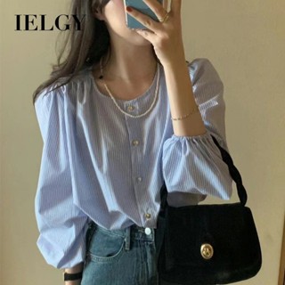 IELGY 女士氣質百搭上衣圓領長袖襯衫