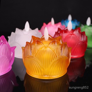 🔥七彩琉璃蓮花燈🔥LED琉璃電子搖擺燈模擬火燄搖擺電池蠟燭燈家用長明燈供佛菩薩 荷花燈佛燈 長明燈 蓮花燈