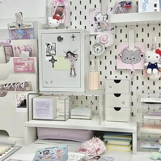 【全店免運 臺灣發貨】高顔值痛櫃帶鎖小紅書衕款桌麵收納盒咕卡收納箱少女心雜物收納箱耐摔 桌麵收納 ins 新款上市