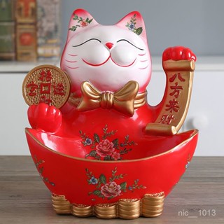 🔥臺灣發貨🔥創意招財貓收納門口玄關鞋櫃鑰匙收納鹿擺件客廳桌麵遙控器收納盒