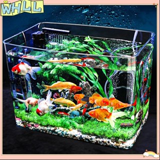 《限時特賣》超級透明塑膠懶人魚缸客廳家用帶蓋水族箱造景一整套桌面擺件水培花瓶WHLL