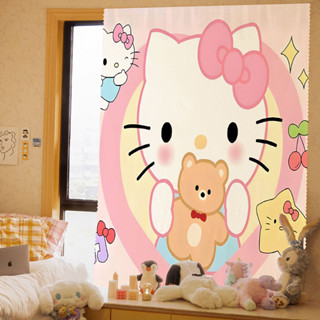 kitty窗簾免打孔安裝魔術貼遮陽臥室遮光布簡易短窗簾宿捨Q