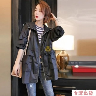 全網最低🔥2024春秋中長款風衣女韓版新款上衣時尚寬鬆休閒工裝連帽外套女潮 ZIQZ